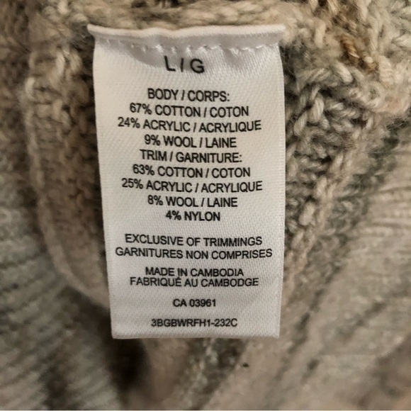 Chunky Knit Cotton Wool Blend Crew Neck Pullover Sweater Large - Picture 9 of 9